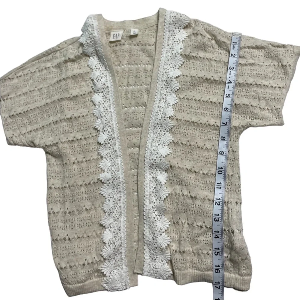 Gap Kids knit  Lace Trim Cardigan short sleeve Oatmeal Girl’s 10